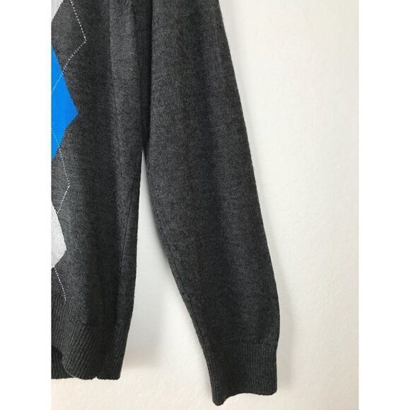 INC Gray Long Sleeve Marino Wool Blend Argyle Sweater Size X-Large - Picture 5 of 7